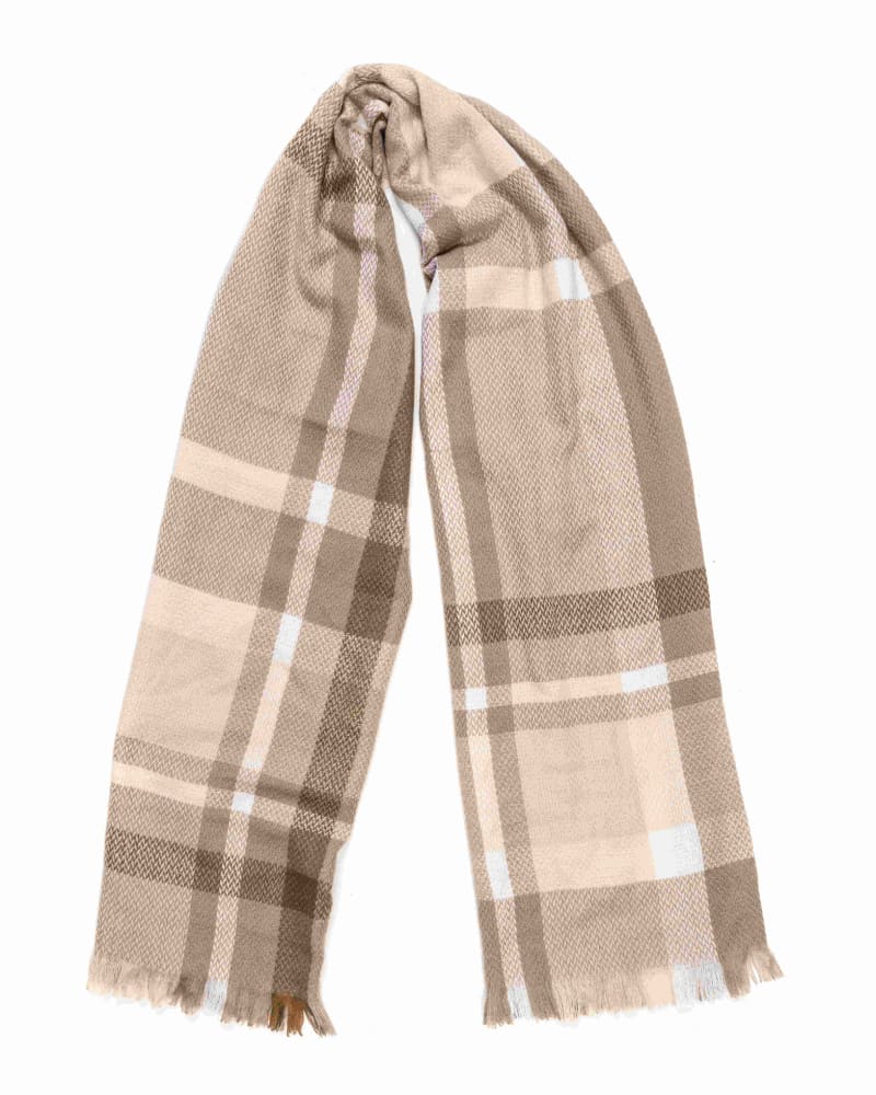 Front of a size One Size Plaid Fashion Winter Long Tweed Scarves Brown in BROWN by Cocoboo. | dia_product_style_image_id:310605